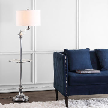 Cora 60" Metal/Glass LED Side Table and Floor Lamp - JONATHAN Y